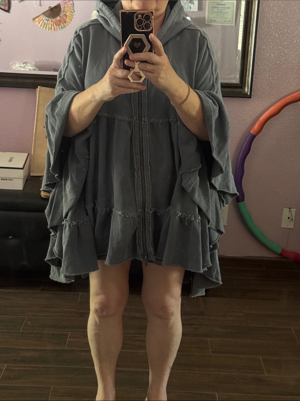 Free people boho ruffled cape cardigan